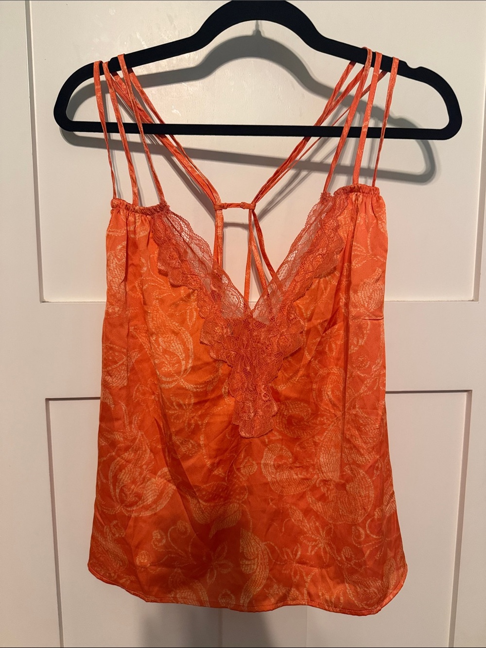 Free People Intimately Off the Coast Cami Lace-Trim Strappy Satin Chemise